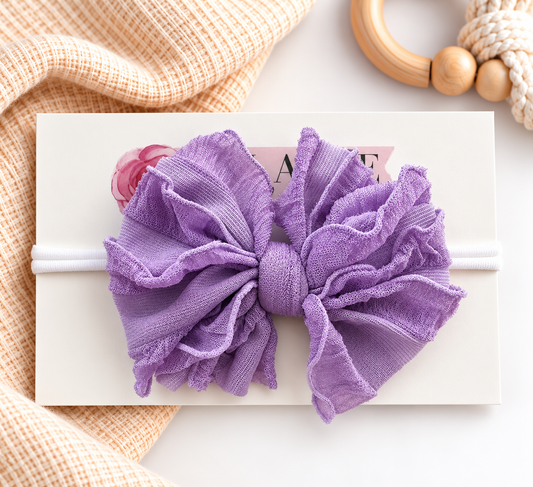 Orchid | Skinny Mini Nylon Ruffled Baby Headband
