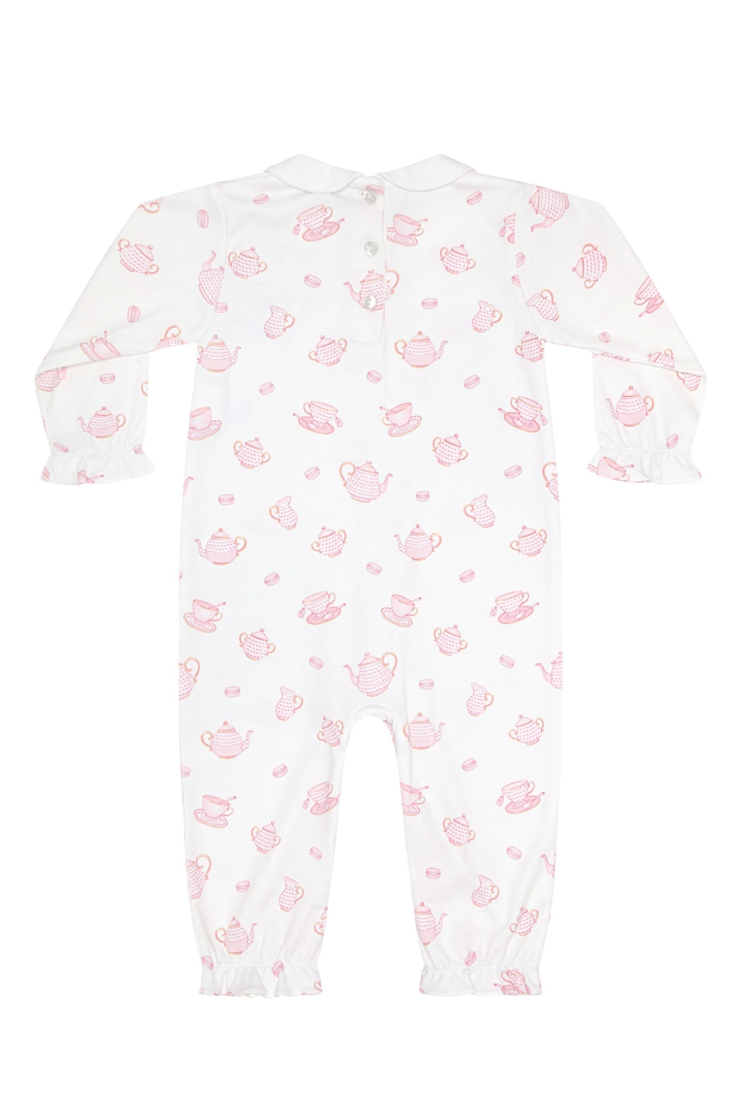 Petite Tea Time Print Romper long sleeve