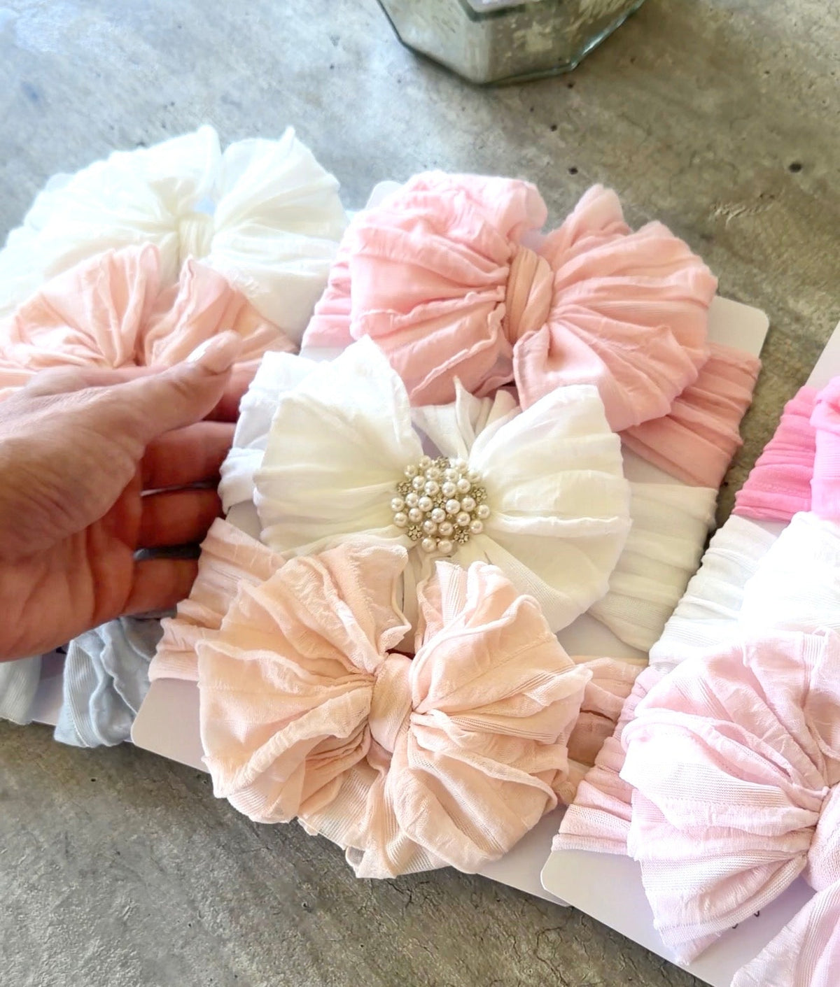 Pretty in Pearls | Signature Ruffled Baby Headband Set of 3