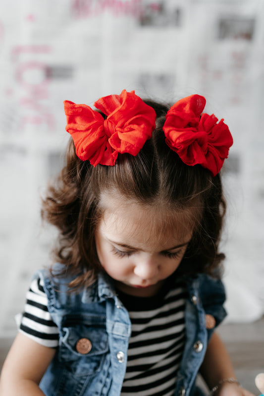 Bright Red Ruffle Clip
