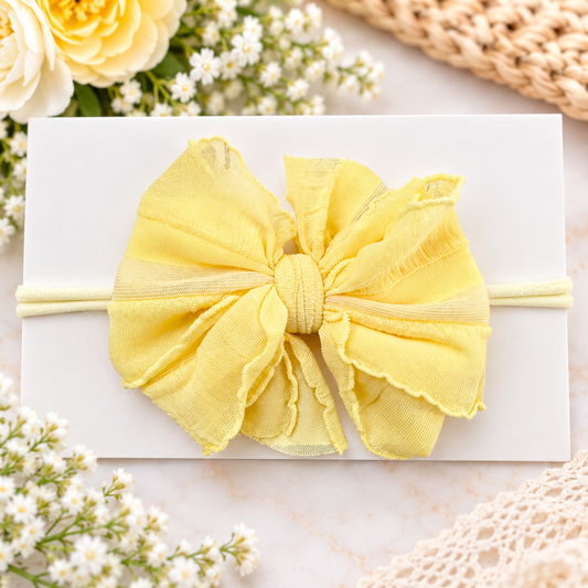 Buttercup | Skinny Mini Nylon Ruffled Baby Headband