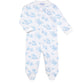 Blue Toile Zipper Footie